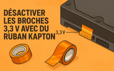 Pourquoi votre disque dur enterprise ne démarre pas : l’explication du 3.3 V et la solution Kapton